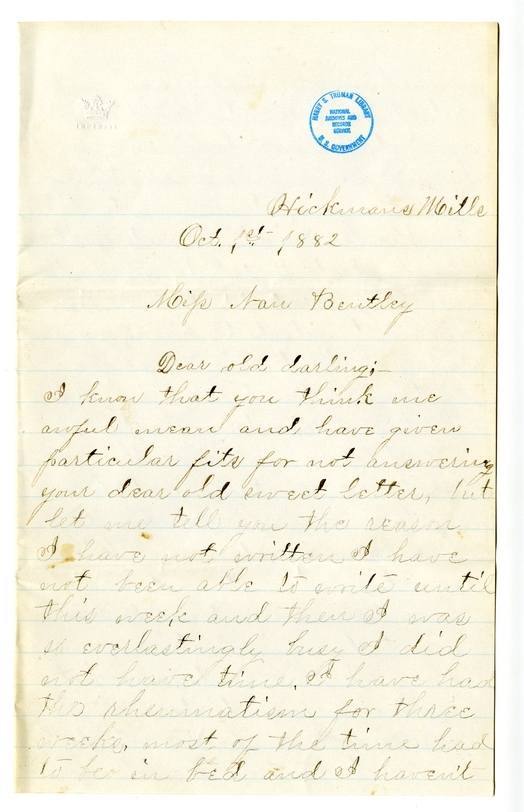 Letter from Mary Martha Truman to Nancy Bentley