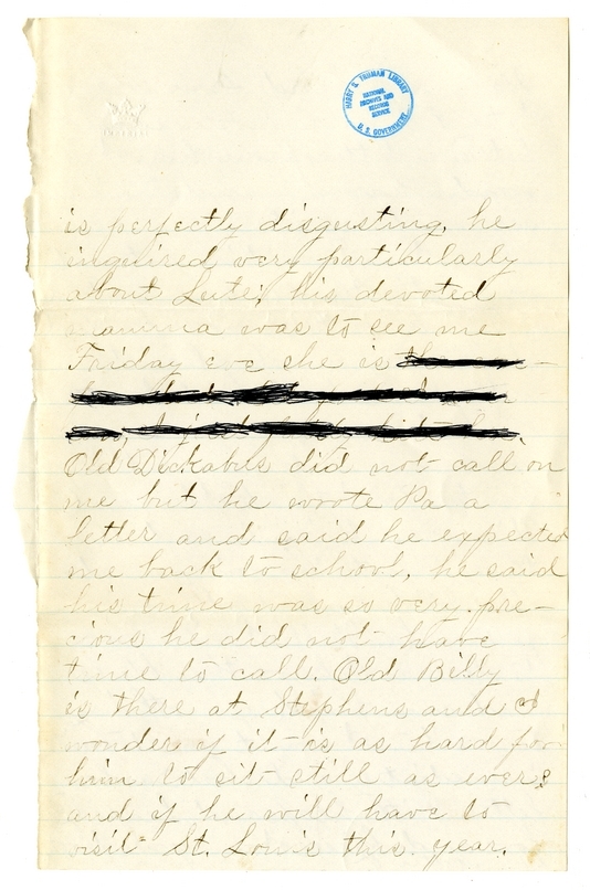 Letter from Mary Martha Truman to Nancy Bentley