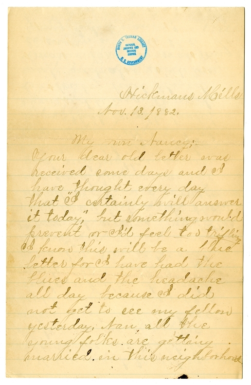 Letter from Mary Martha Truman to Nancy Bentley