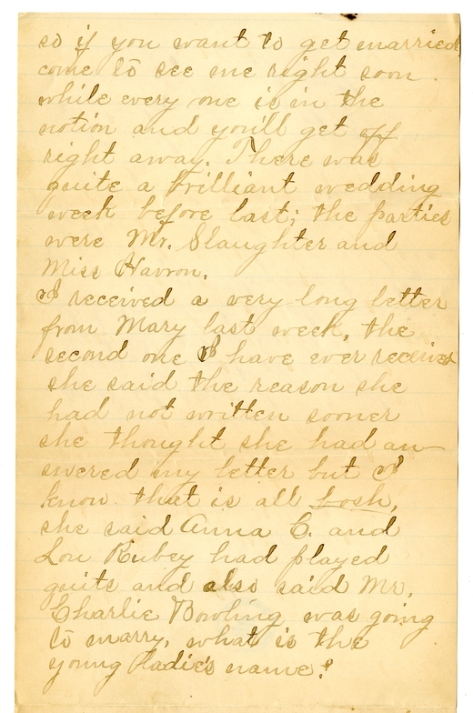 Letter from Mary Martha Truman to Nancy Bentley