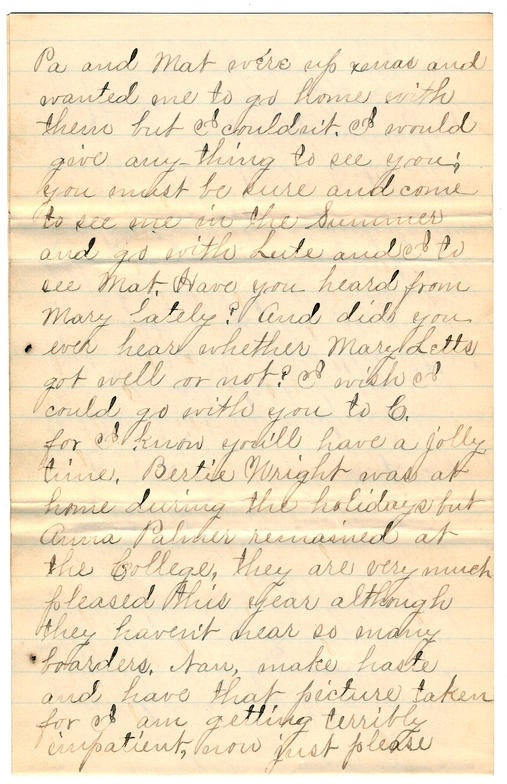 Letter from Mary Martha Truman to Nancy Bentley