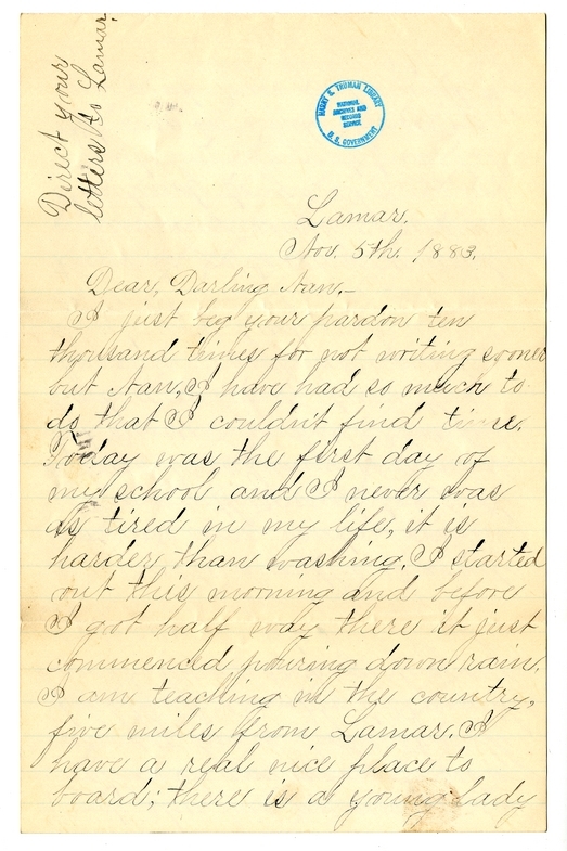 Letter from Mary Martha Truman to Nancy Bentley