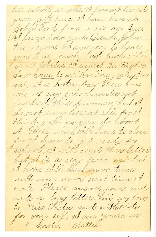 Letter from Mary Martha Truman to Nancy Bentley