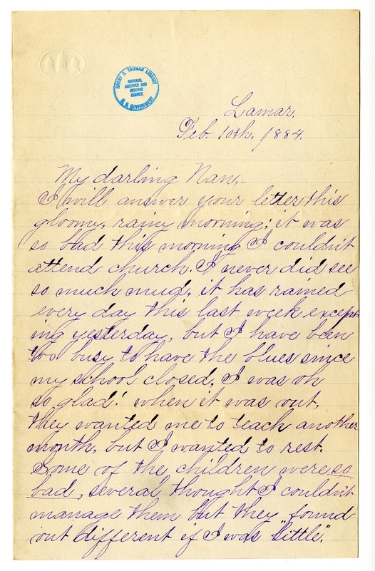 Letter from Mary Martha Truman to Nancy Bentley