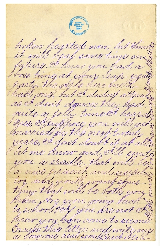 Letter from Mary Martha Truman to Nancy Bentley