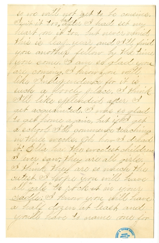 Letter from Mary Martha Truman to Nancy Bentley