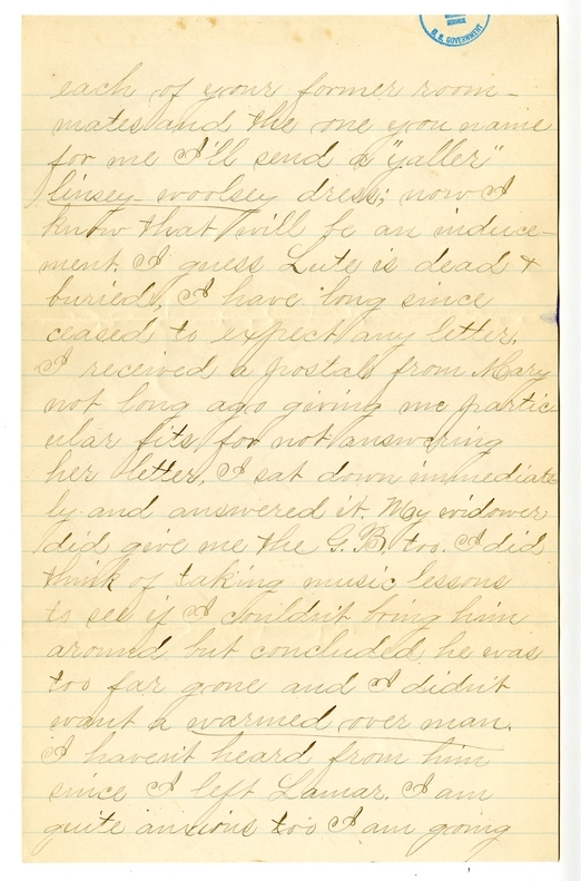 Letter from Mary Martha Truman to Nancy Bentley