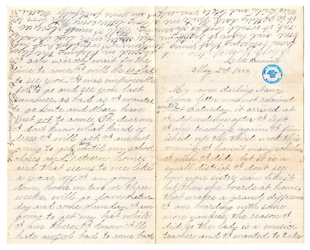 Letter from Mary Martha Truman to Nancy Bentley