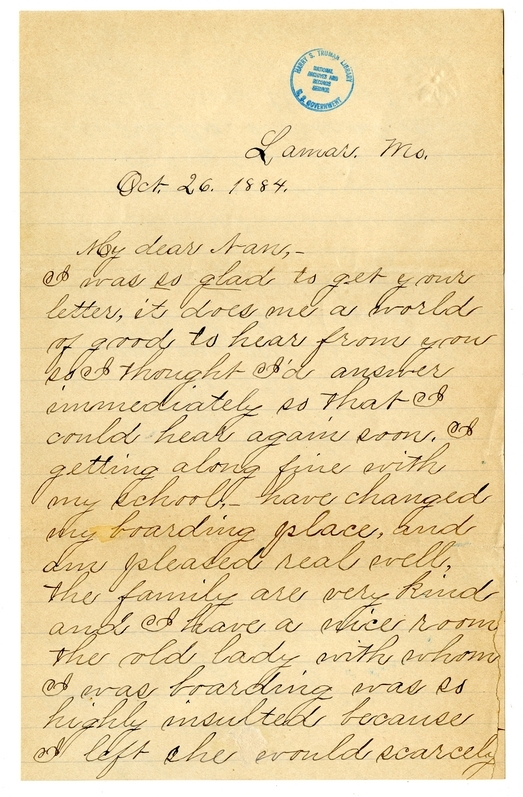 Letter from Mary Martha Truman to Nancy Bentley