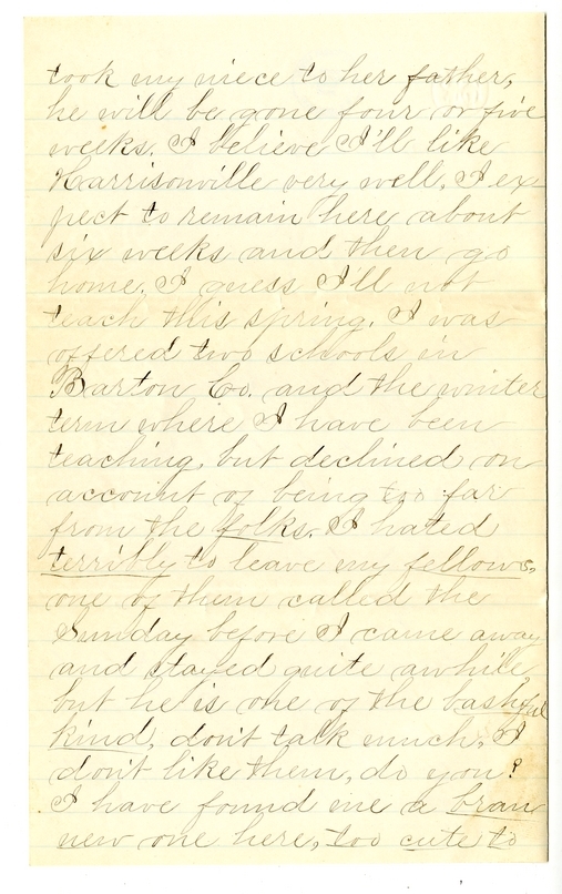 Letter from Mary Martha Truman to Nancy Bentley