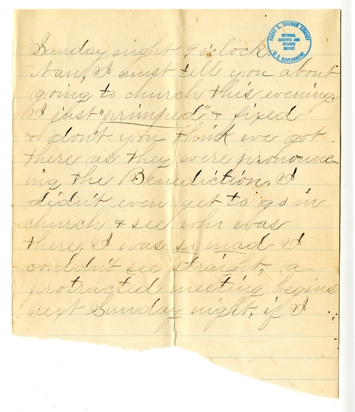 Letter from Mary Martha Truman to Nancy Bentley