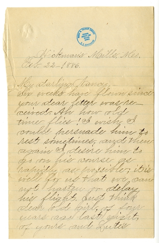 Letter from Mary Martha Truman to Nancy Bentley
