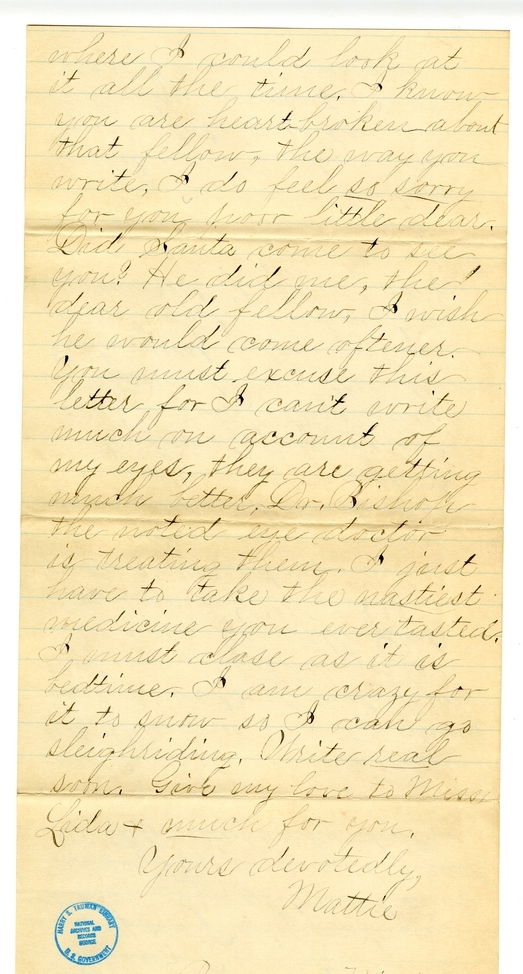 Letter from Mary Martha Truman to Nancy Bentley