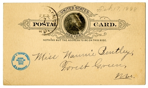 Postcard from Mary Martha Truman to Nancy Bentley