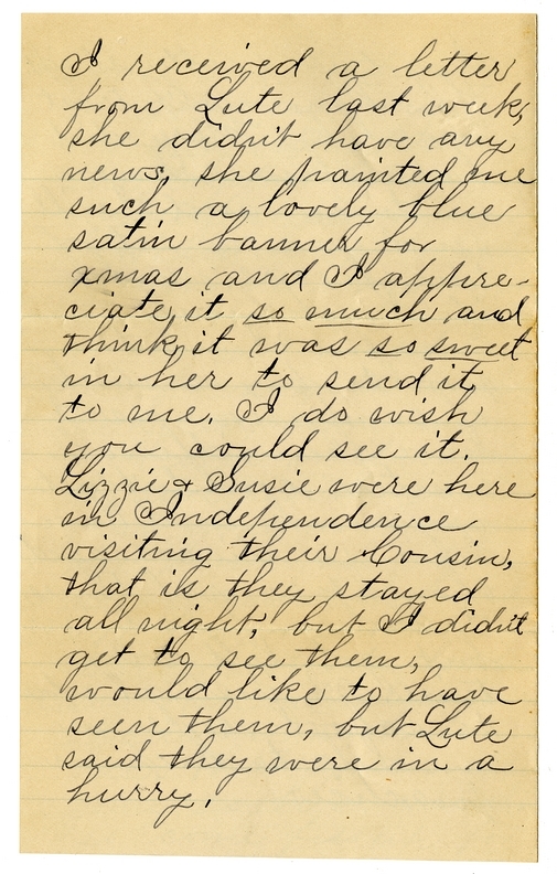 Letter from Mary Martha Truman to Nancy Bentley