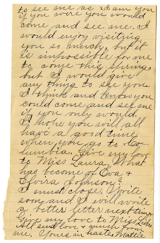 Letter from Mary Martha Truman to Nancy Bentley