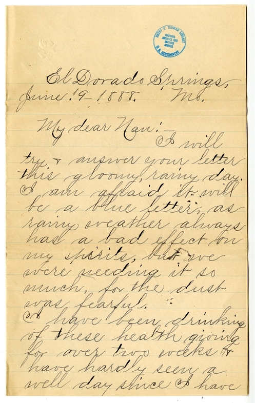 Letter from Mary Martha Truman to Nancy Bentley