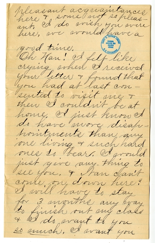 Letter from Mary Martha Truman to Nancy Bentley