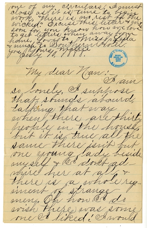 Letter from Mary Martha Truman to Nancy Bentley