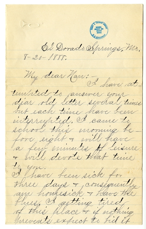 Letter from Mary Martha Truman to Nancy Bentley