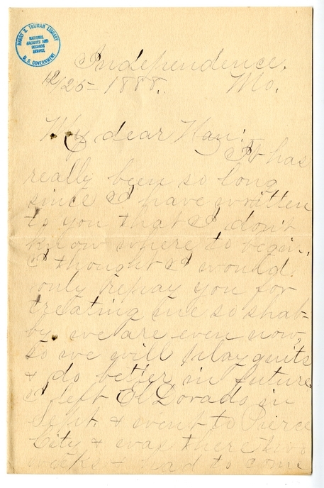 Letter from Mary Martha Truman to Nancy Bentley