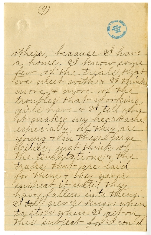 Letter from Mary Martha Truman to Nancy Bentley