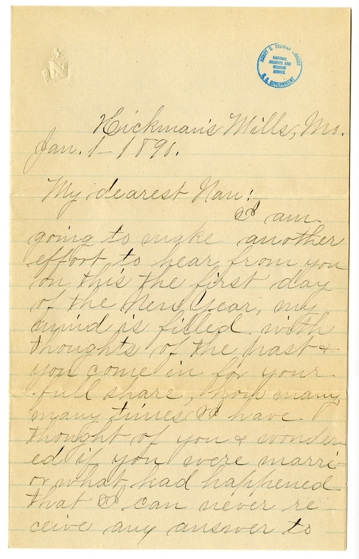 Letter from Mary Martha Truman to Nancy Bentley