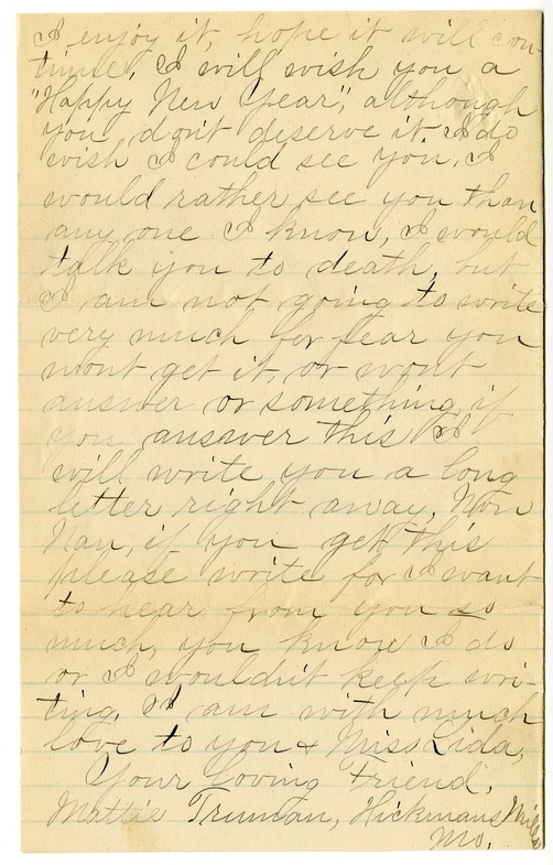 Letter from Mary Martha Truman to Nancy Bentley