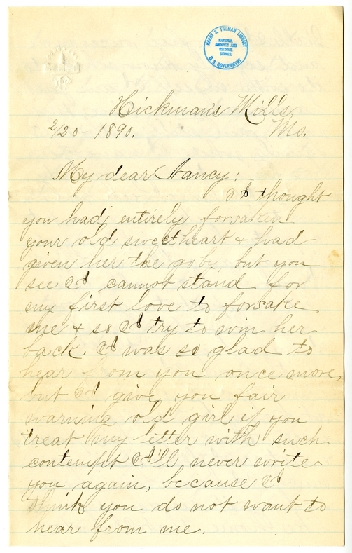 Letter from Mary Martha Truman to Nancy Bentley