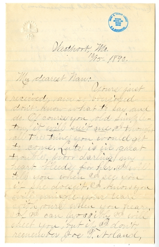 Letter from Mary Martha Truman to Nancy Bentley
