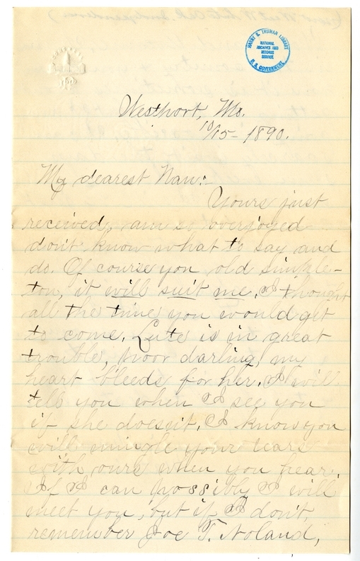 Letter from Mary Martha Truman to Nancy Bentley