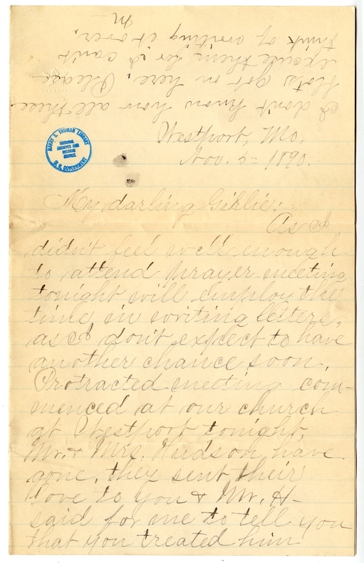 Letter from Mary Martha Truman to Nancy Bentley