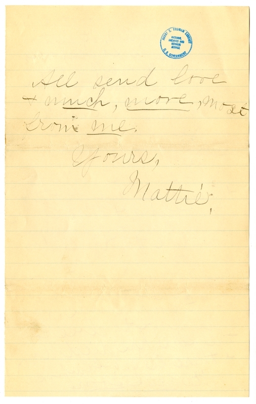 Letter from Mary Martha Truman to Nancy Bentley