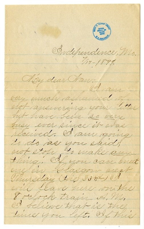 Letter from Mary Martha Truman to Nancy Bentley