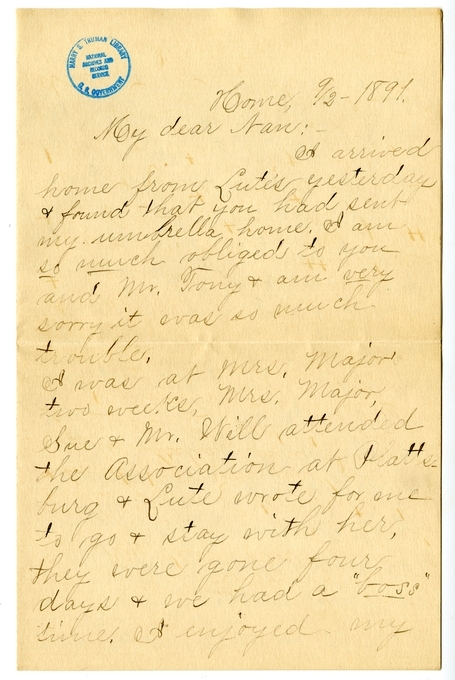 Letter from Mary Martha Truman to Nancy Bentley