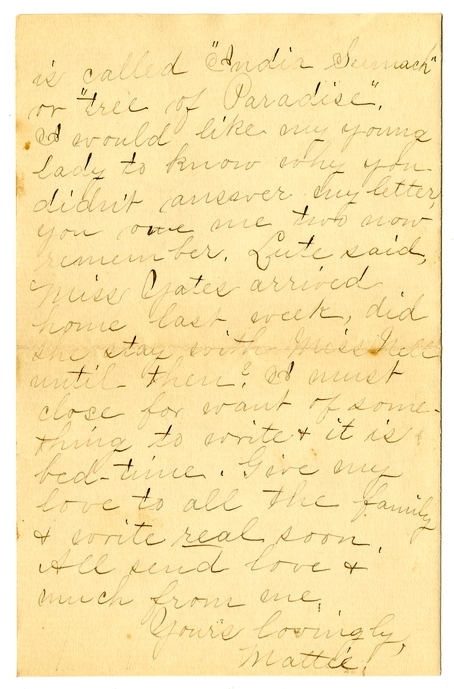 Letter from Mary Martha Truman to Nancy Bentley