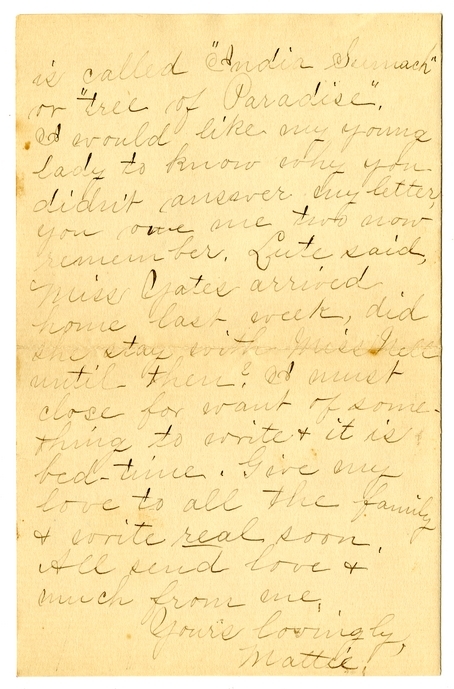 Letter from Mary Martha Truman to Nancy Bentley