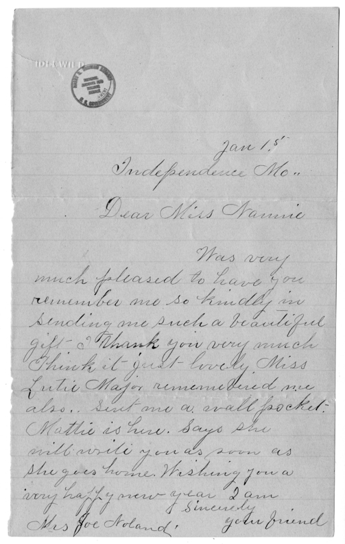 Letter from Margaret Ellen Truman Noland to Nancy Bentley