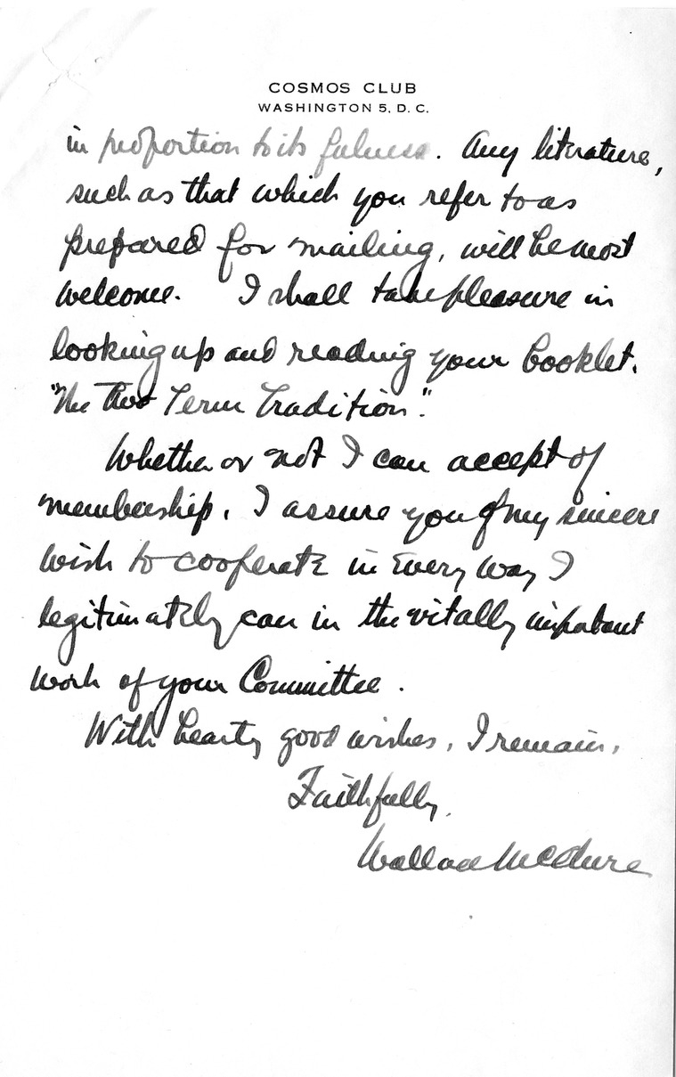 Letter from Wallace McClure to Daniel F. Clancy