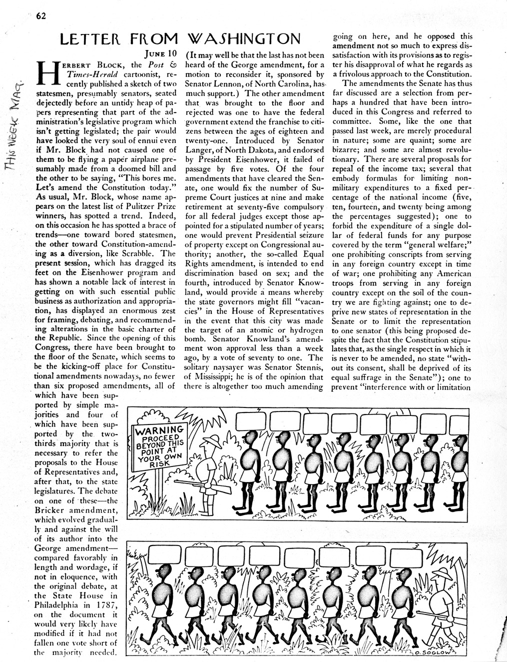 Magazine Article from the New Yorker, Letter from Washington, by Richard Rovere
