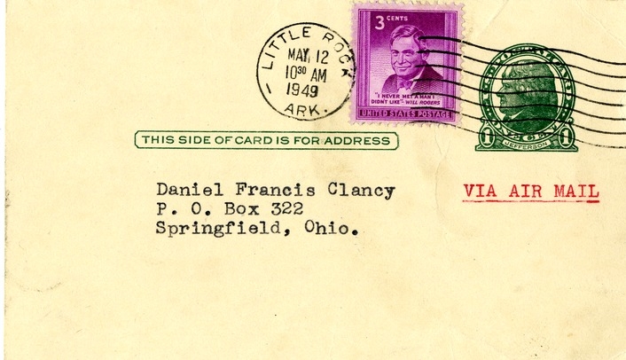 Postcard from Attorney General Ike Murry to Daniel F. Clancy