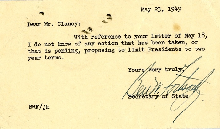 Postcard from Benjamin W. Fortson, Jr. to Daniel F. Clancy