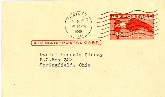 Postcard from Joe Boone to Daniel F. Clancy