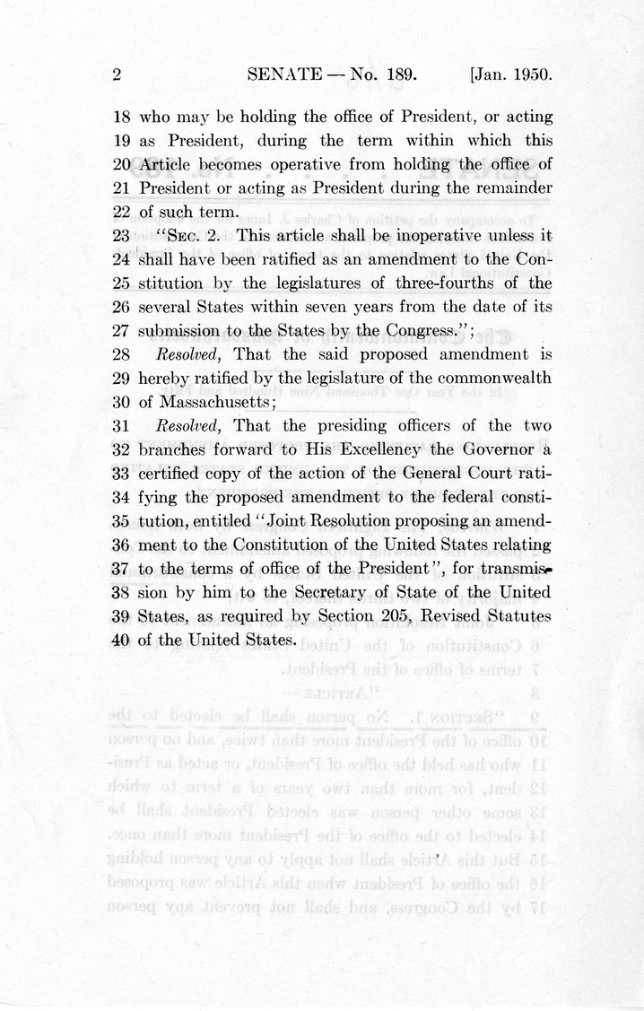 Senate Bill Proposal Number 189 from Massachusetts