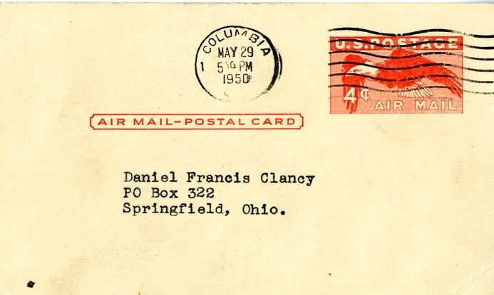 Postcard from L. O. Thomas to Daniel F. Clancy