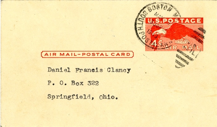 Postcard From Norman Pidgeon to Daniel F. Clancy