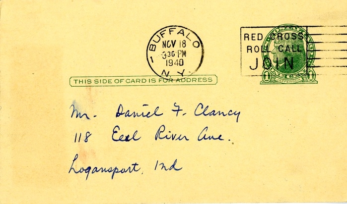 Postcard from M. B. Rovner to Daniel F. Clancy