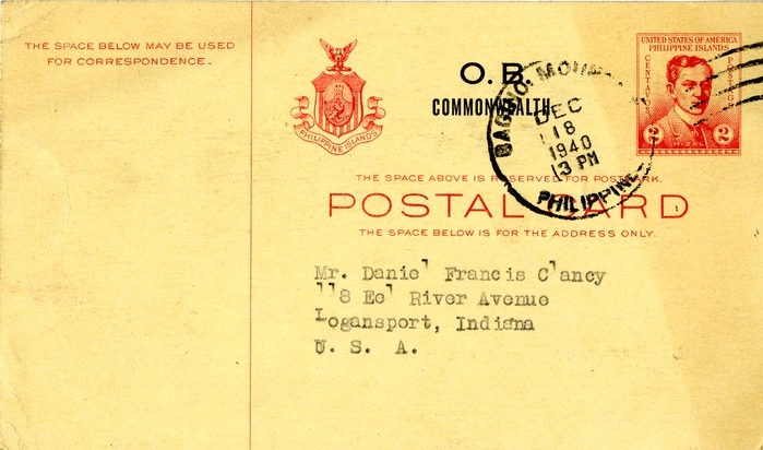 Postcard from Perfecto S. Sison to Daniel F. Clancy