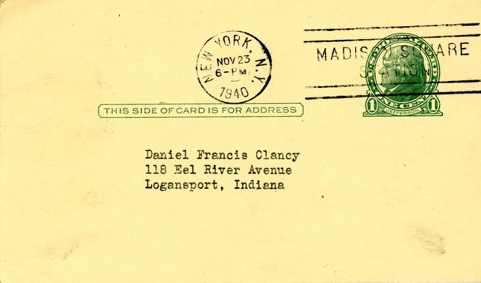 Postcard from Rita Rubin to Daniel F. Clancy