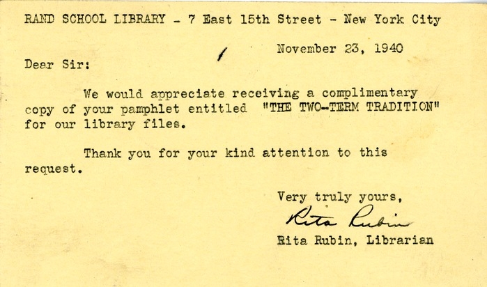 Postcard from Rita Rubin to Daniel F. Clancy